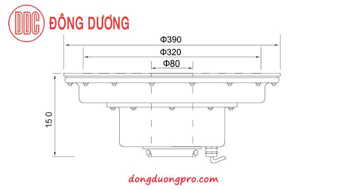 Kích thước đèn led dùng cho vòi phun trung tâm có size lớn -DDL-390GK