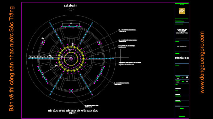 Bản vẽ thi công bố trí vòi phun nước - Bản vẽ lắp đặt sàn phun nước nghệ thuật