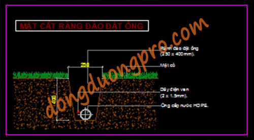 Bản vẽ chi tiết ống nước - Bản vẽ hệ thống tưới nước