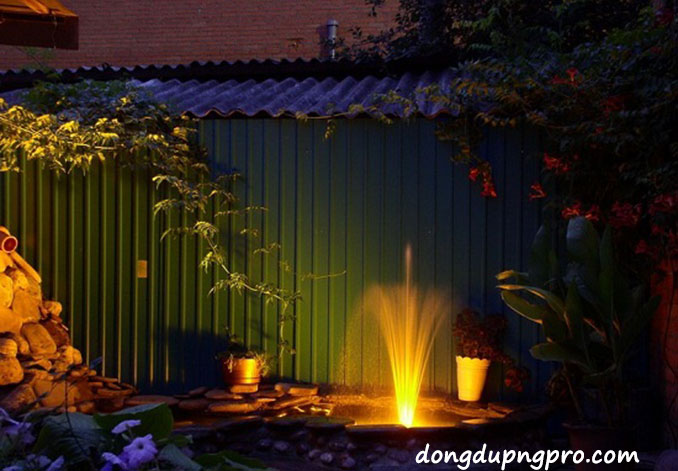 Đài phun nước kết hợp đèn led tạo ánh sáng lung linh về đêm